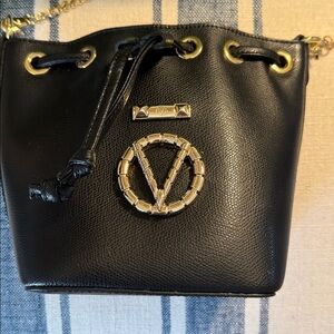 Valentino By Mario Valentino Black and Gold Shoulder Bag